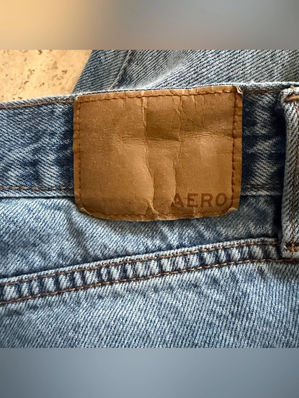 Aerpopstale Jeans Women's 8 Blue Medium Wash High Rise Boyfriend Flare Jeans